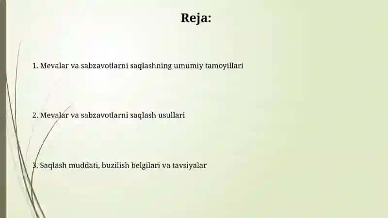 Meva-sabzavot mahsulotlarini saqlash usullari 2