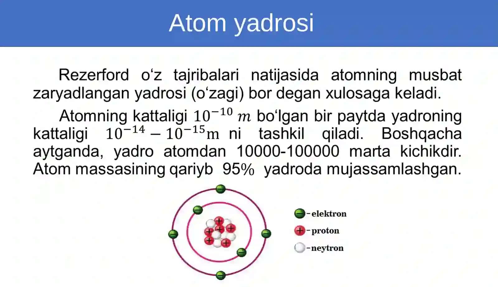 Atomyadrosining tarkibi. Bog‘lanish energiyasi. Massa defekti 2
