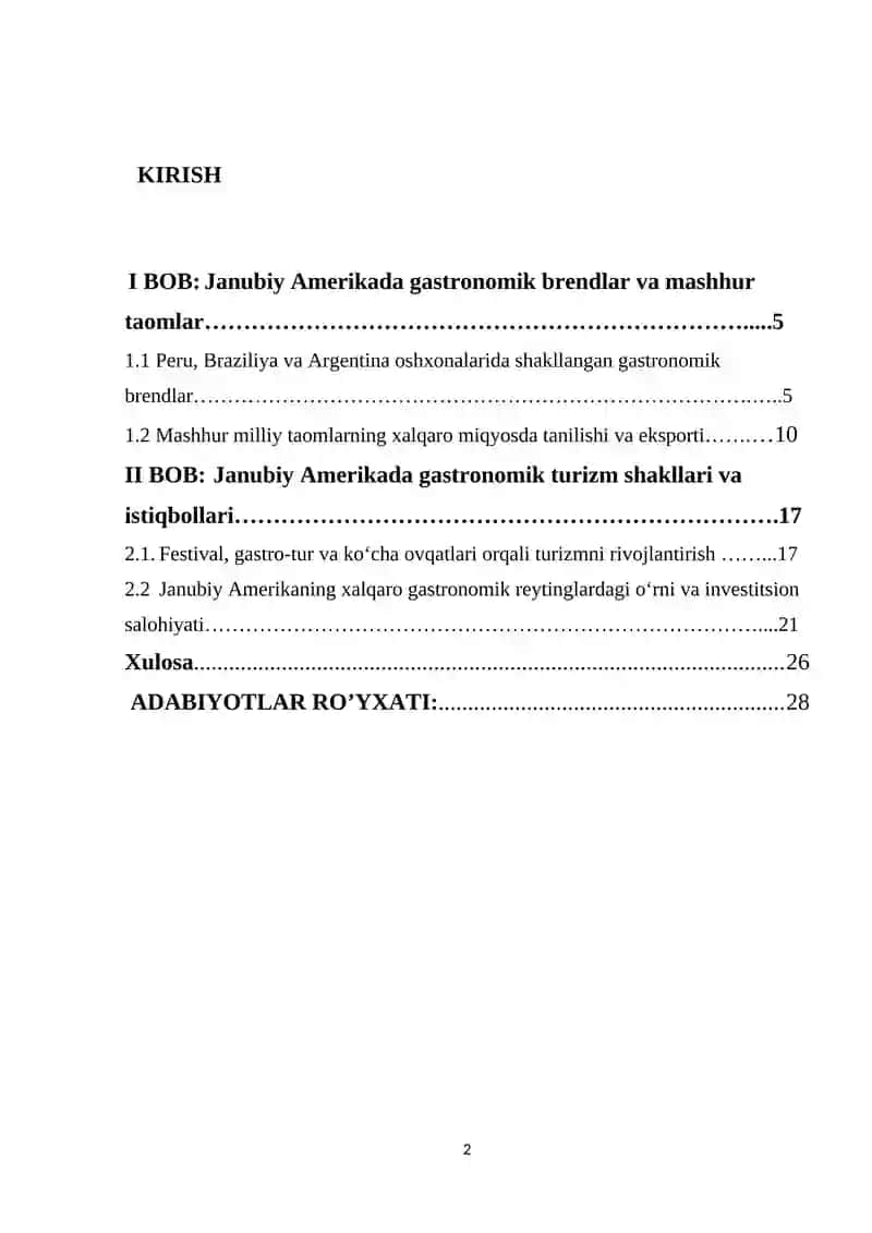 Janubiy amerika gastronomik holati 2