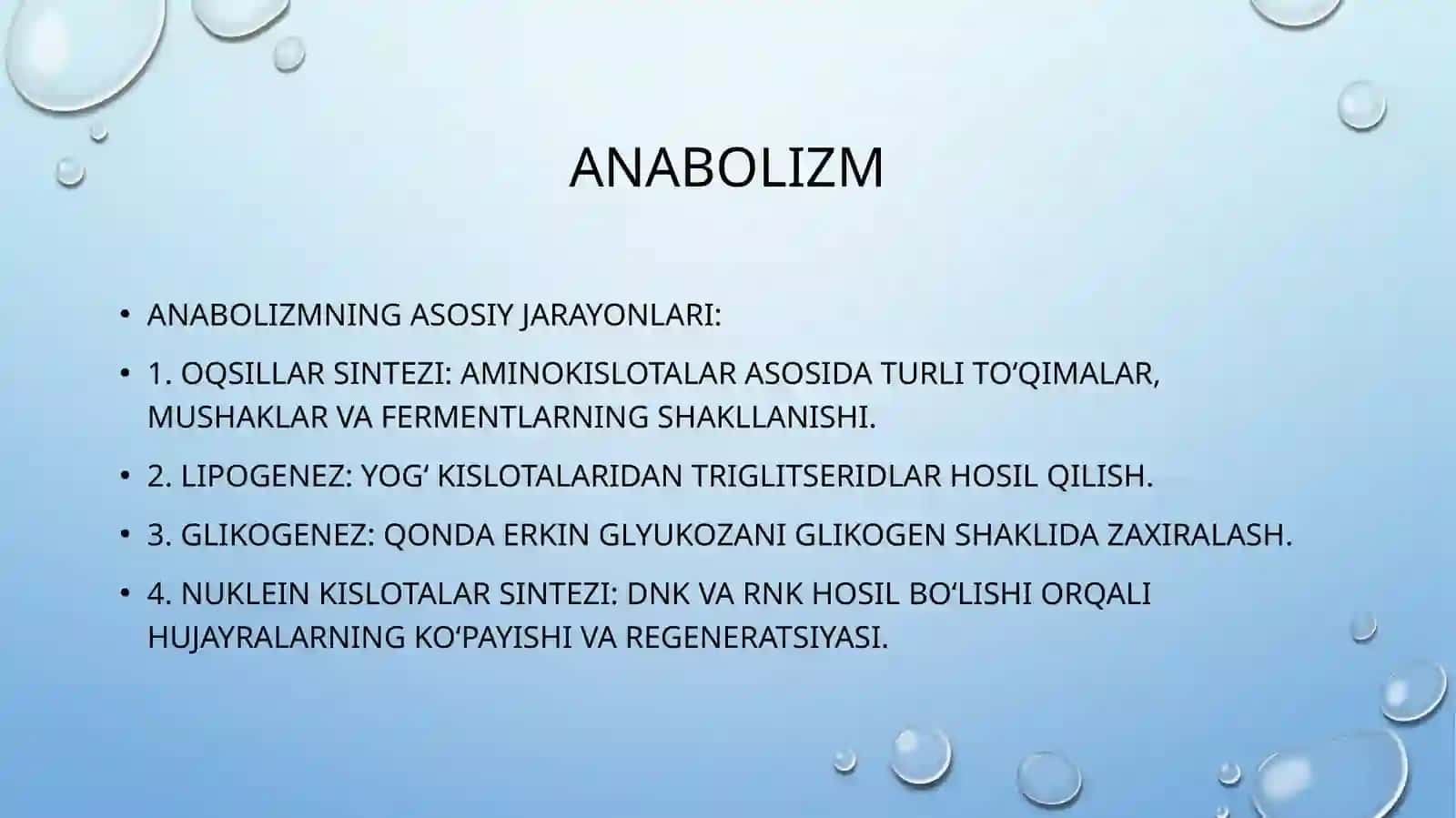 Anabolik va katabolik jarayonlarni ontogenezda o’zgarib borishi 2