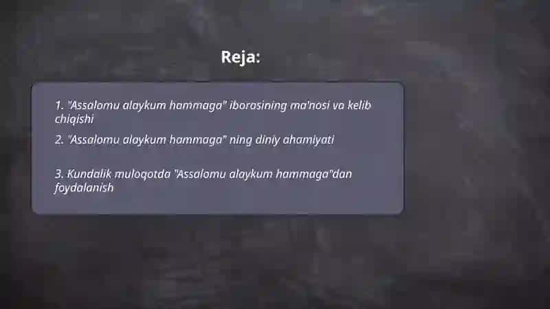 Assalomu alaykum hammaga 2