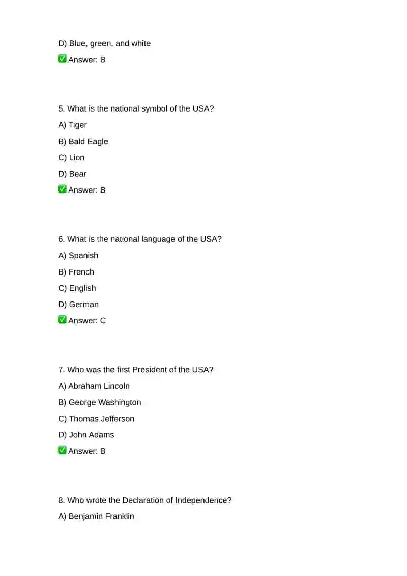 The USA (30 Questions with Answers) 2