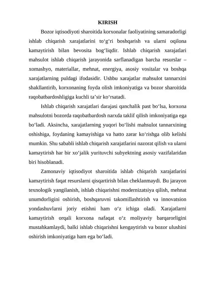 Ishlab chiqarish xarajatlari va ularni kamaytirish yo‘llari 2