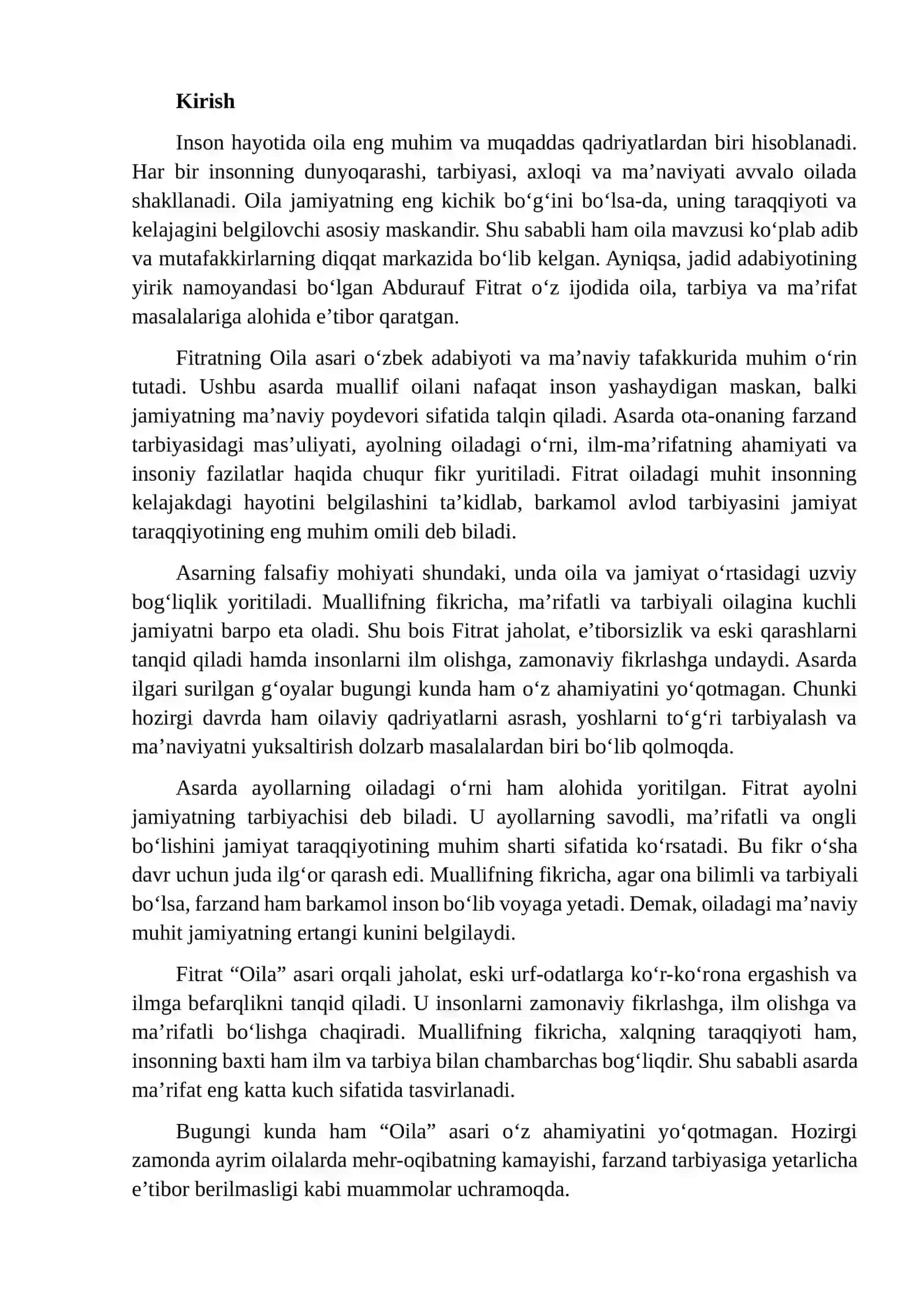 Fitratning “Oila” asarining falsafiy 2