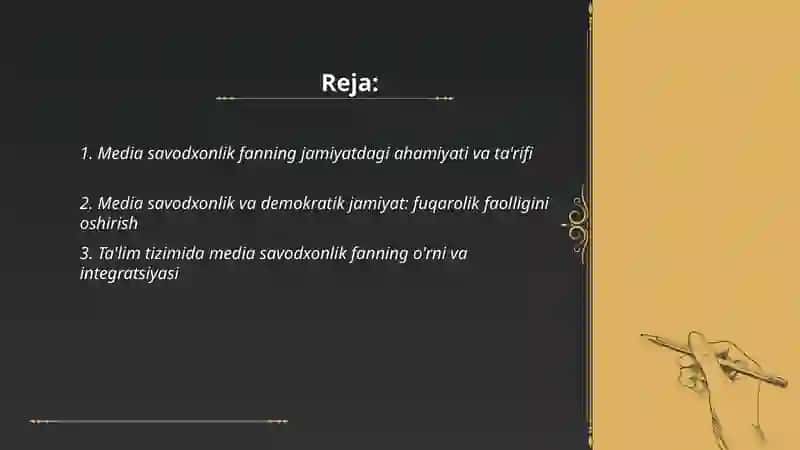 Media savodxonlik fanning jamiyatda tutgan òrni 2