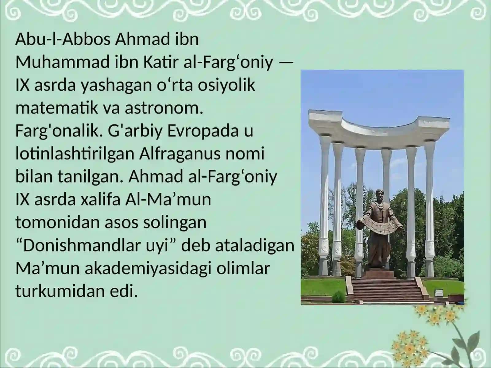 Ahmad al-Farg'oni va uning merosi 2