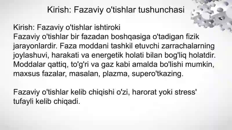 Fazaviy O’tishlar 2