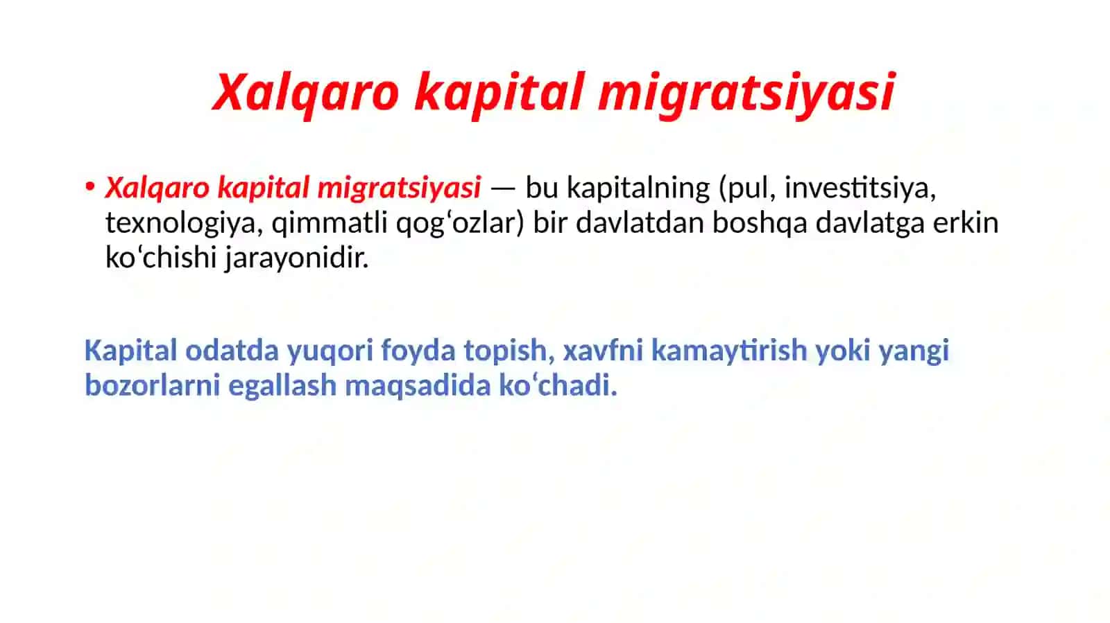 Xalqaro kapital migratsiyasi. Xalqaro ishchi kuchi migratsiyasi 2