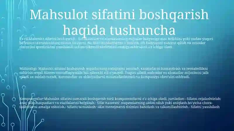 Mahsulot Sifati Menejmenti 2