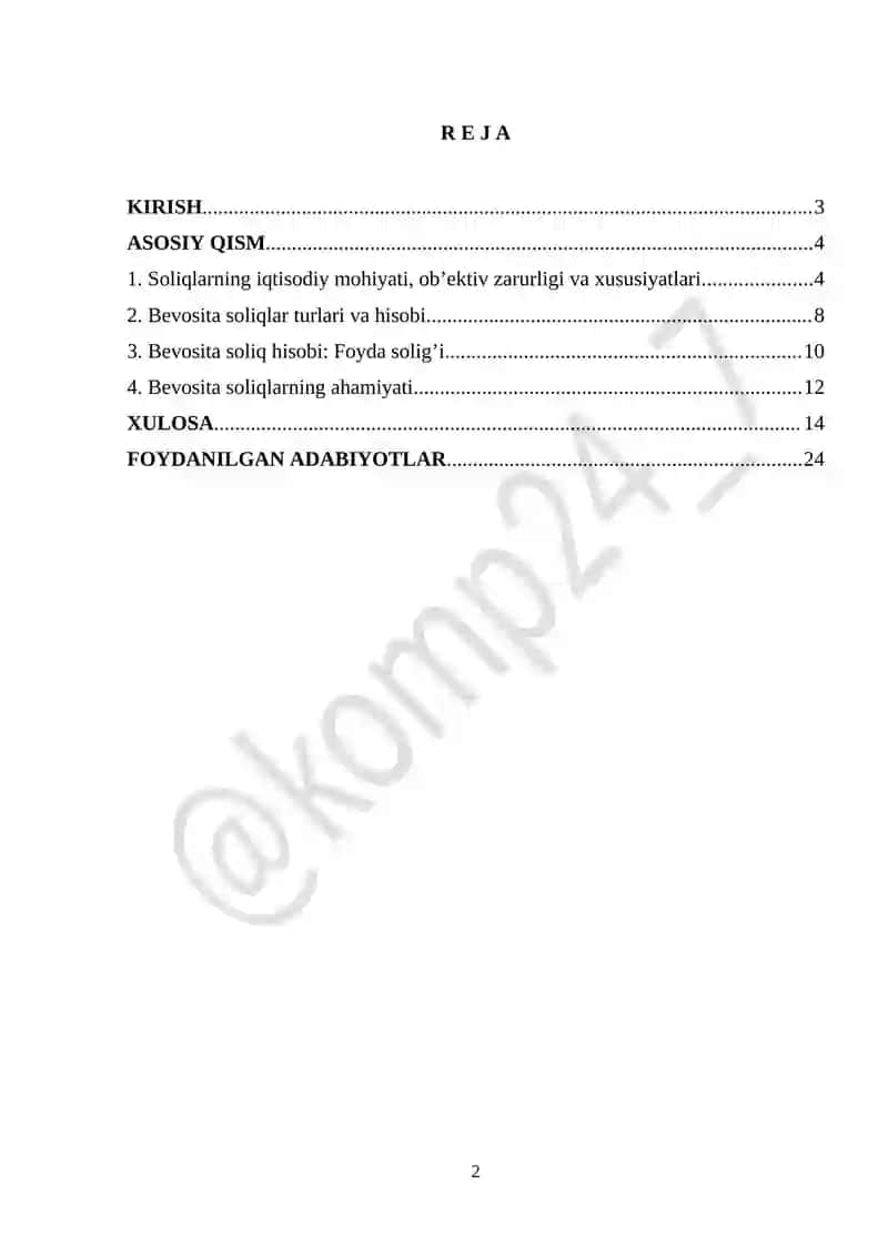 Bevosita soliqlar hisobi 2