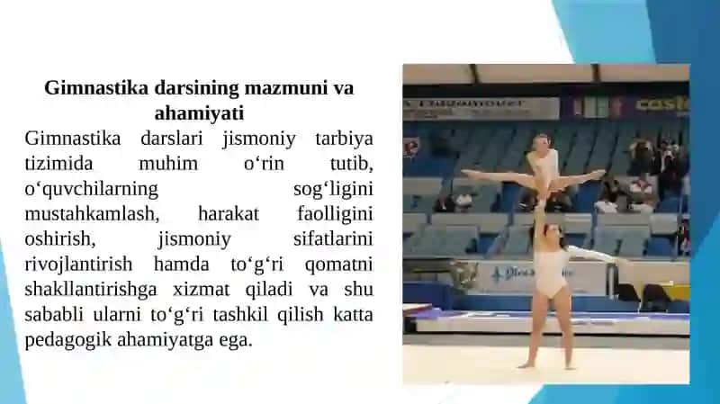 Gimnastikadarslarini tashkil qilish va o‘tkazish ppt 2