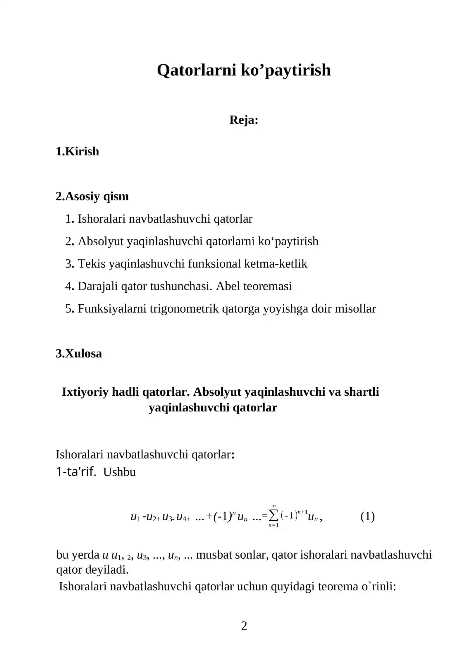 Matematik Analiz 2