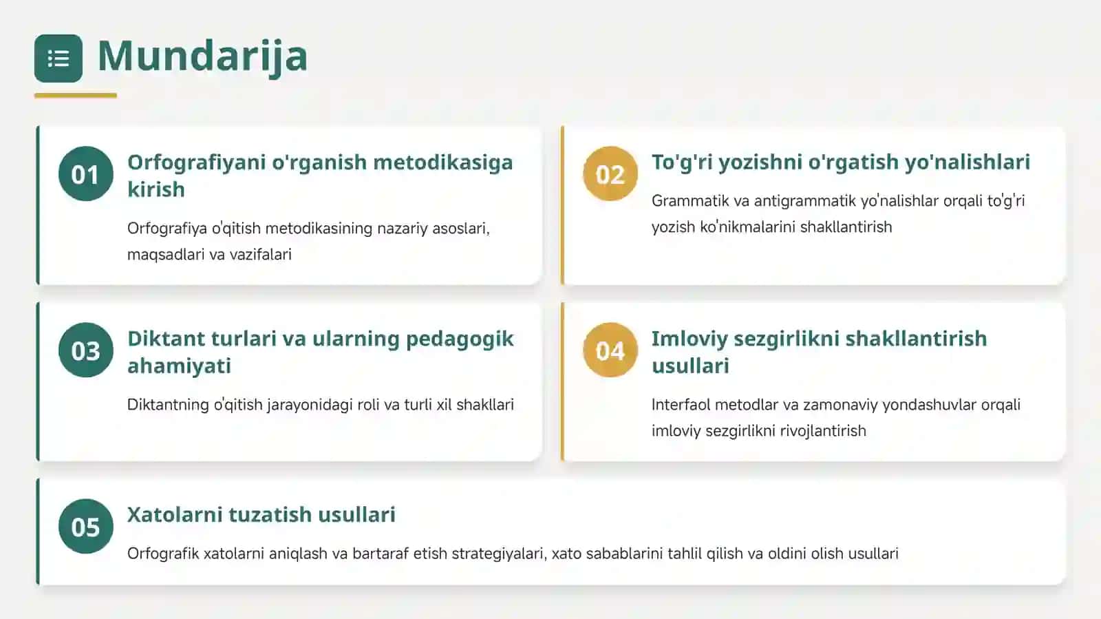 Orfografiyani o'rganish metodikasi 2