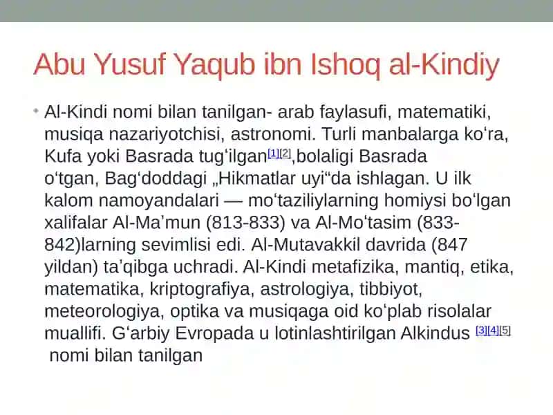 Kindiy birinchi musulmon faylasufi 2