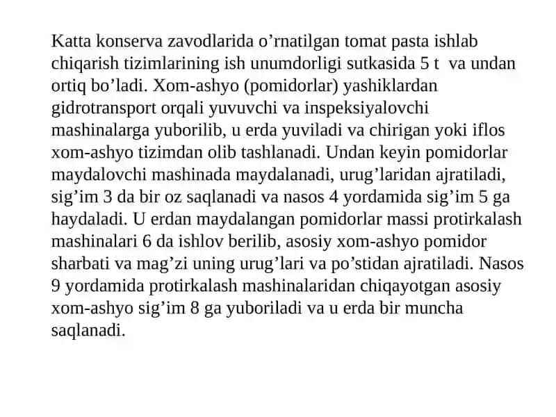 Tomatpastasi tayyorlash jarayonini avtomatlashtirish 2