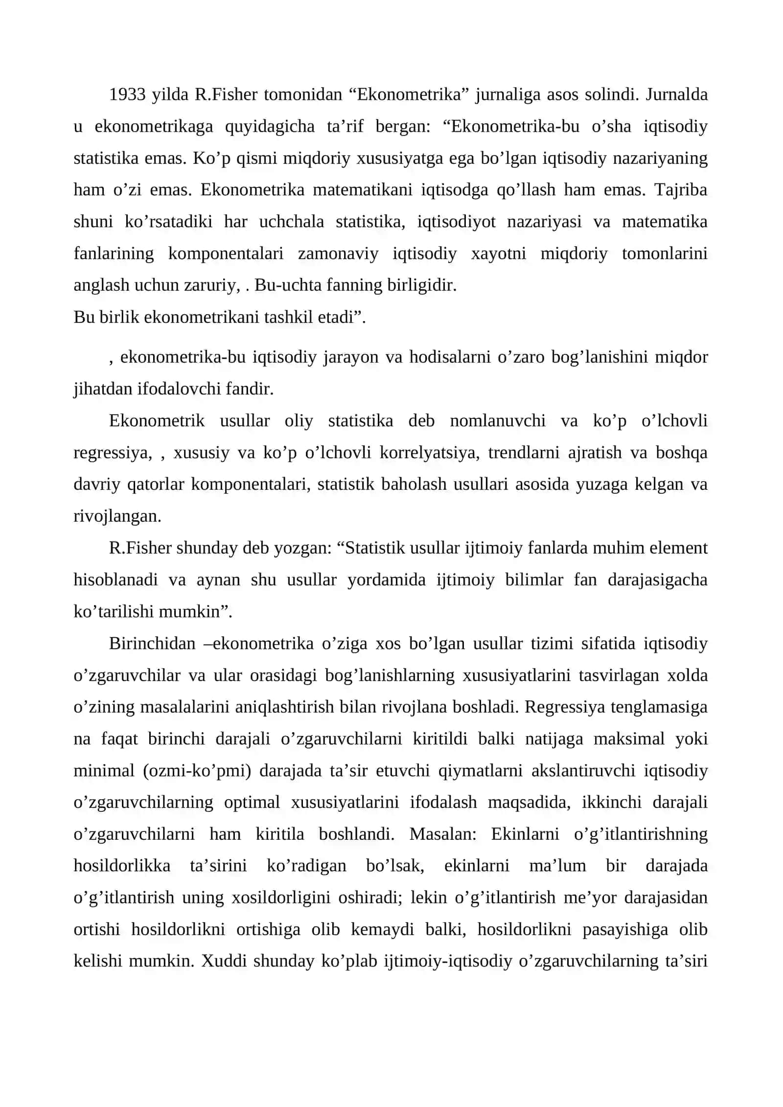 Ekonometrika fanining mohiyati 2