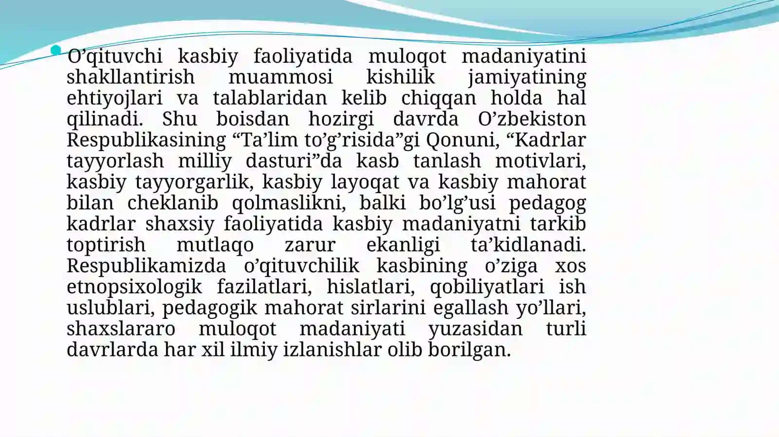 O’qituvhi-o’qituvchi tizimi dagi munosabatlar axloqi 2