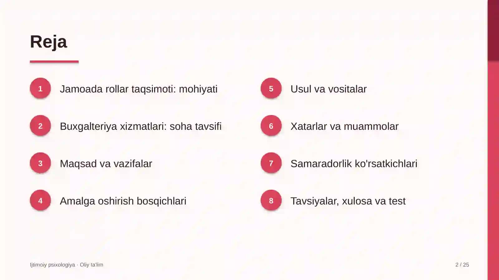 Buxgalteriya xizmatlarida jamoada rollar taqsimoti 2