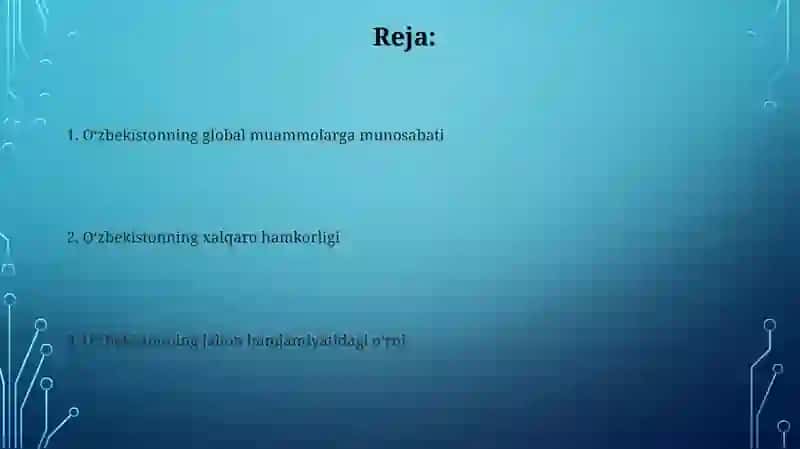Oʻzbekiston va jahon xamjamiyati 2