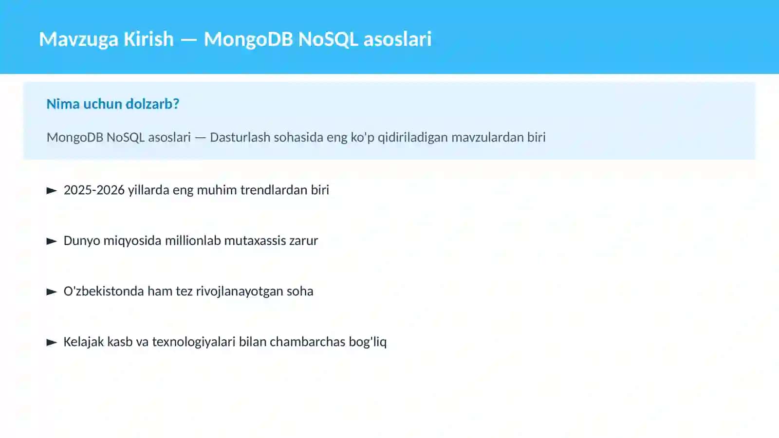 MongoDB NoSQL asoslari 2