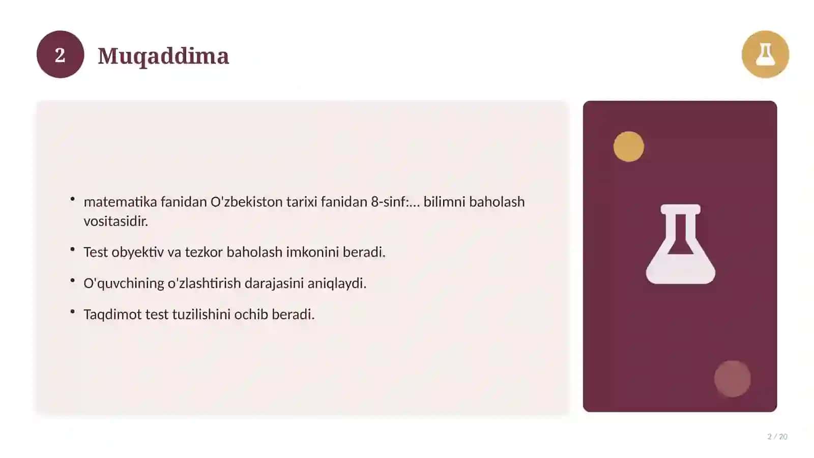 O'zbekiston tarixi fanidan 8-sinf: mavzulashtirilgan nazorat ishi va tahlil 2