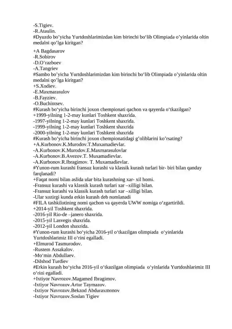 Kurash turlari to’g’risida tarixiy ma’lumotlar 2