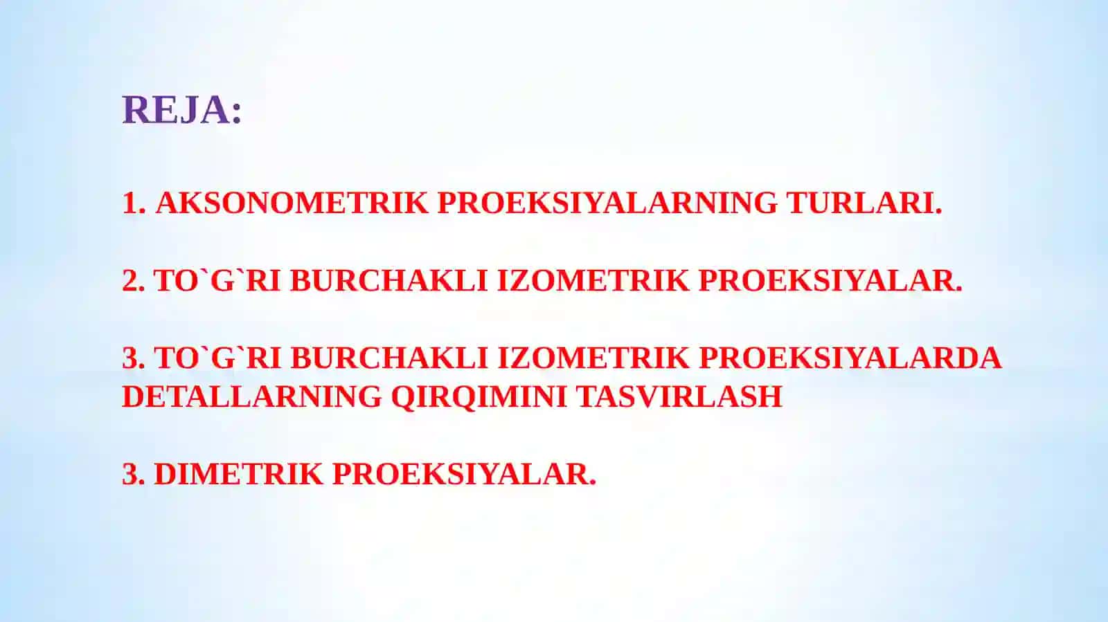Aksonometrik proyeksiyalar. Izometrik proyeksiyalar 2