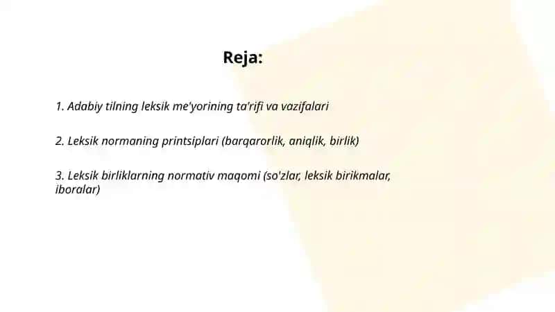 Adabiy tilning leksik me'yori 2