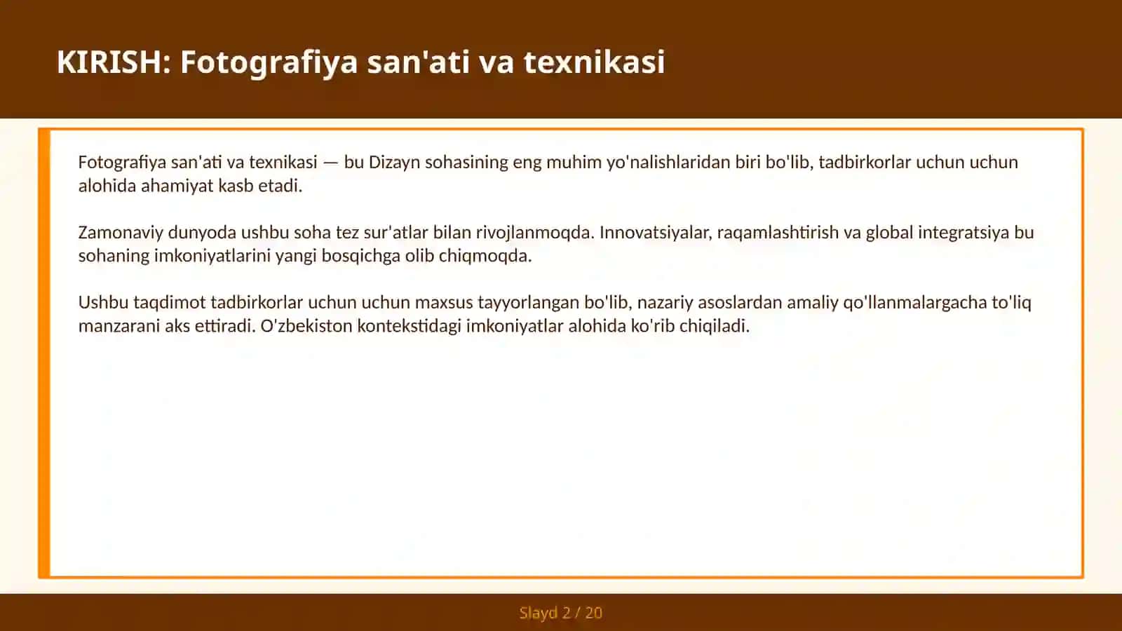 FOTOGRAFIYA SAN'ATI VA TEXNIKASI 2