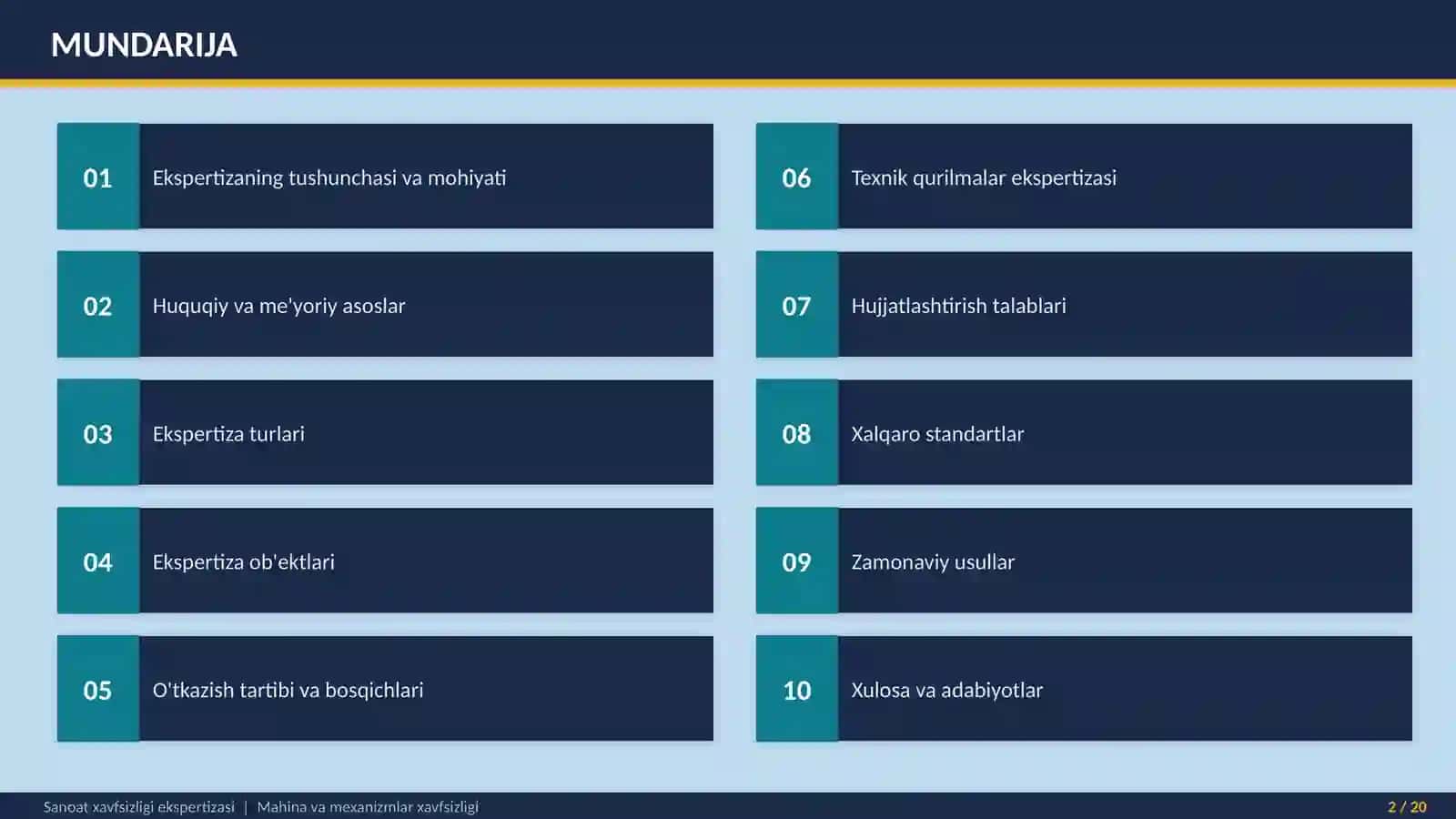 SANOAT XAVFSIZLIGI EKSPERTIZASI 2
