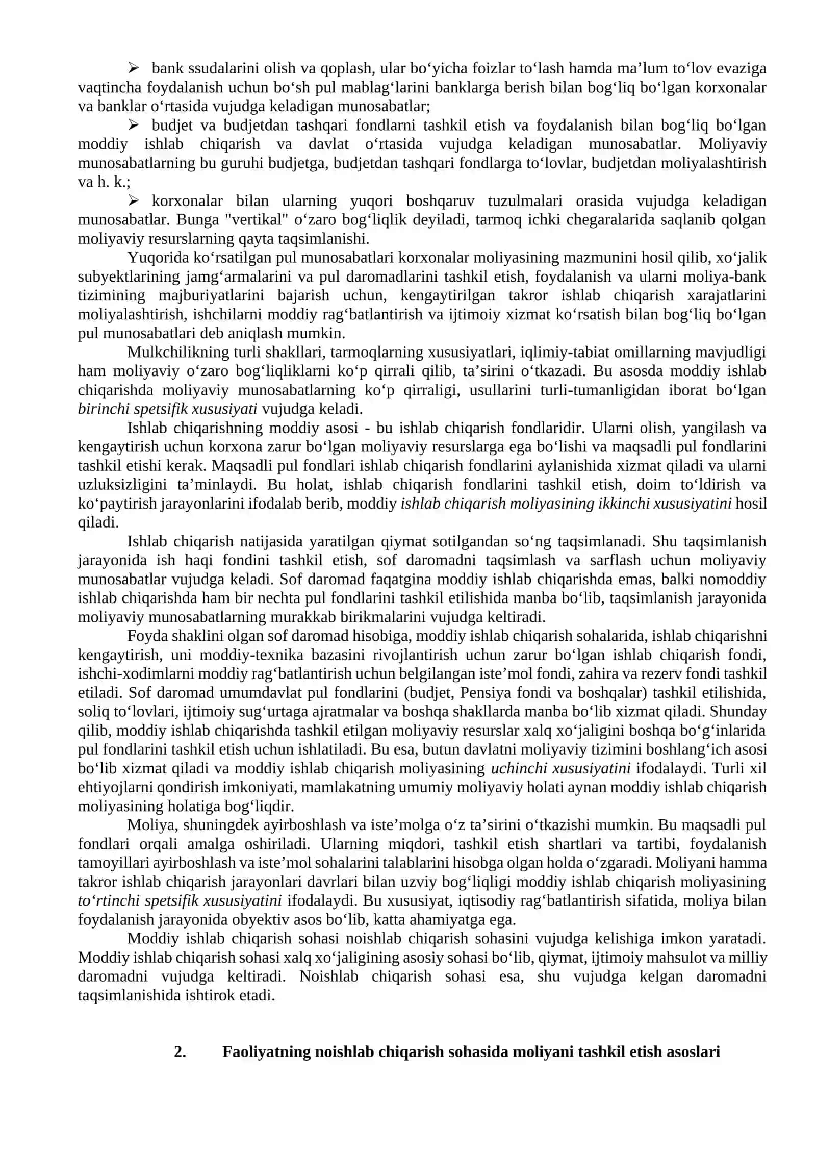 Korxonalar va tashkilotlar moliyasi 2