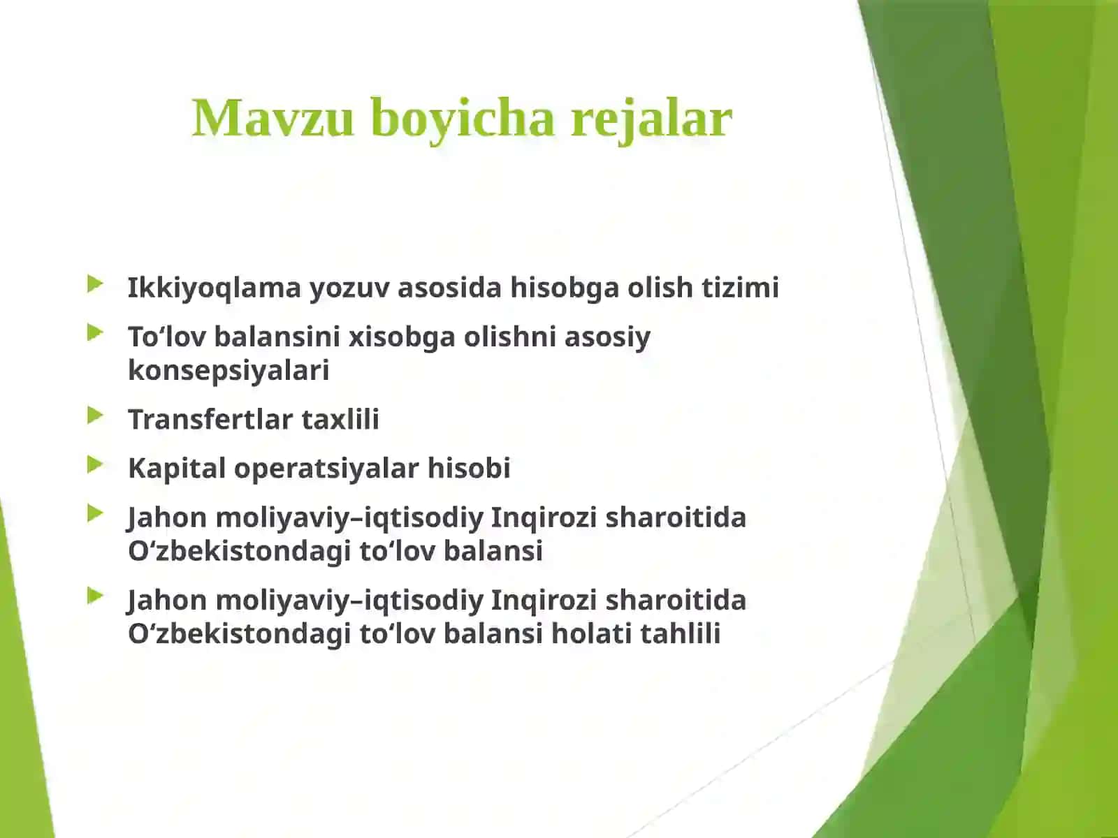 TO‘LOV BALANSINING IQTISODIY TAHLILI 2