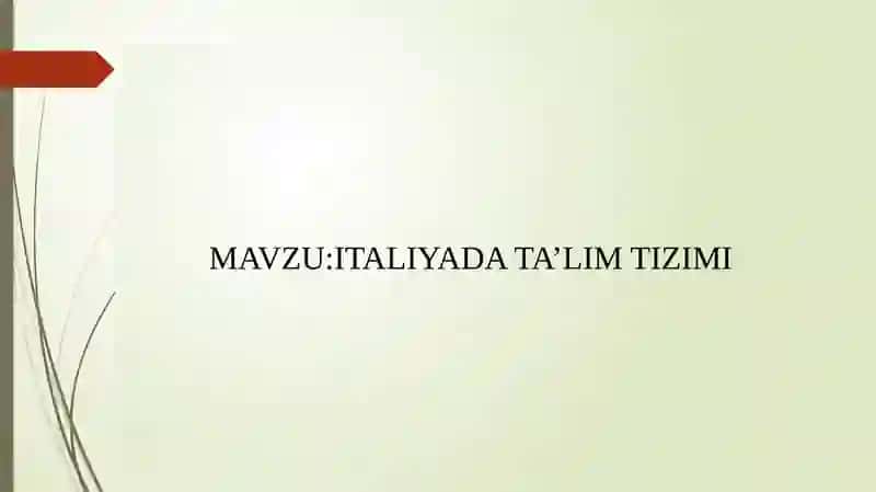 ITALIYADA TA’LIM TIZIMI 2