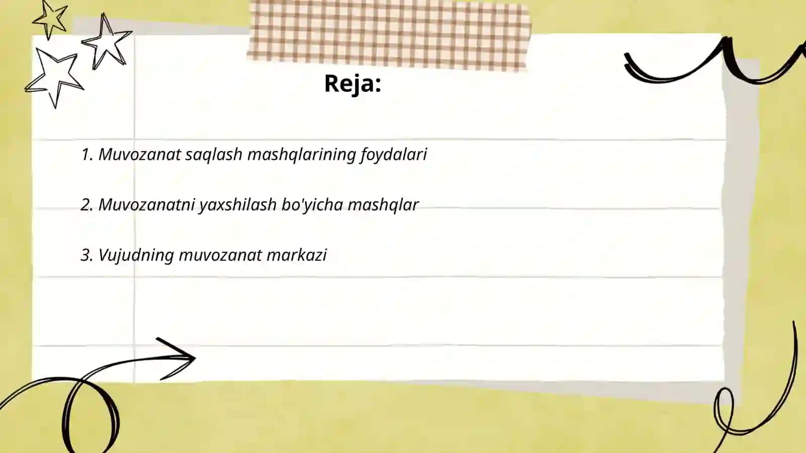 Muvozanat saqlash mashqlarini bajarish 2