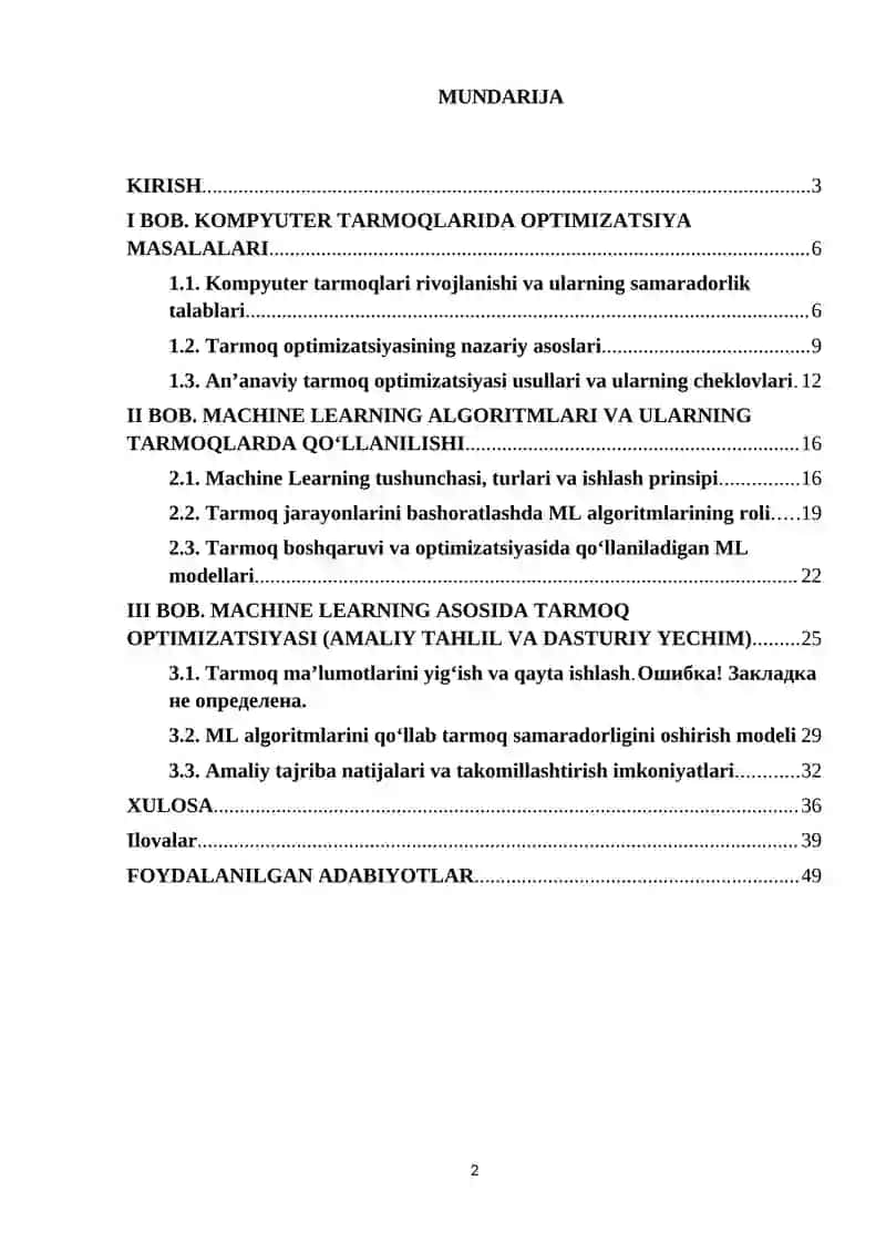 Machine Learning algoritmlarining tarmoq optimizatsiyasidagi roli 2