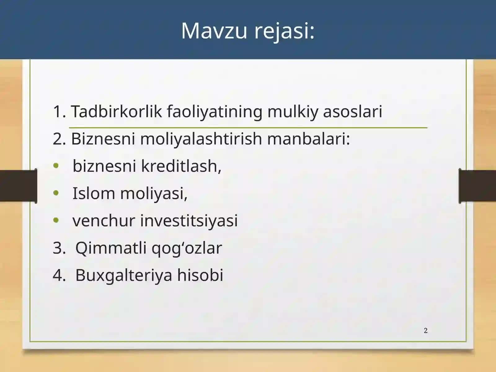 Korporativ moliya 2