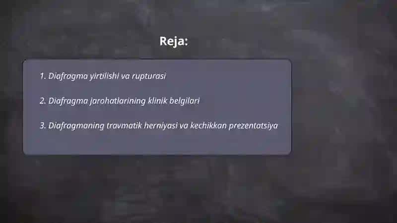 Diafragma, o'pka va bronx jarohatlari 2