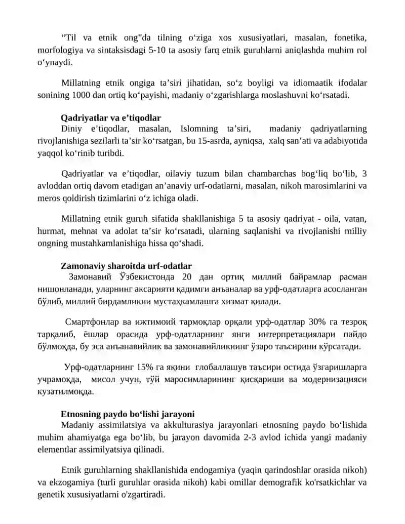 Etnogenezi, urf-odat va an'analari 2