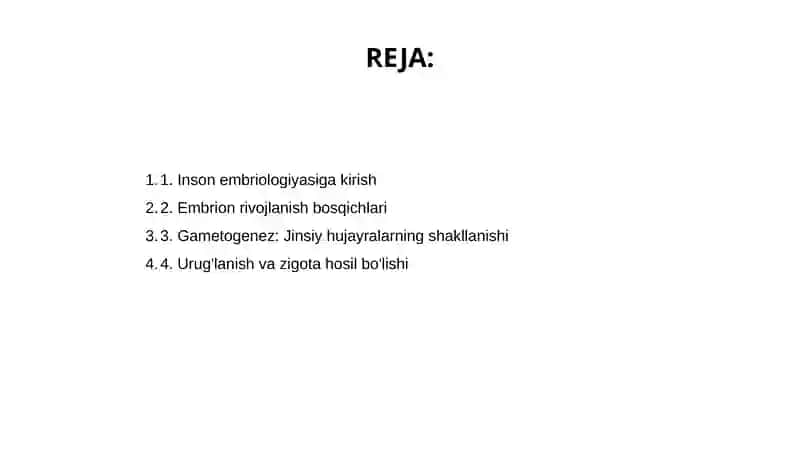 Odamlar embriologiyasi asoslari 2