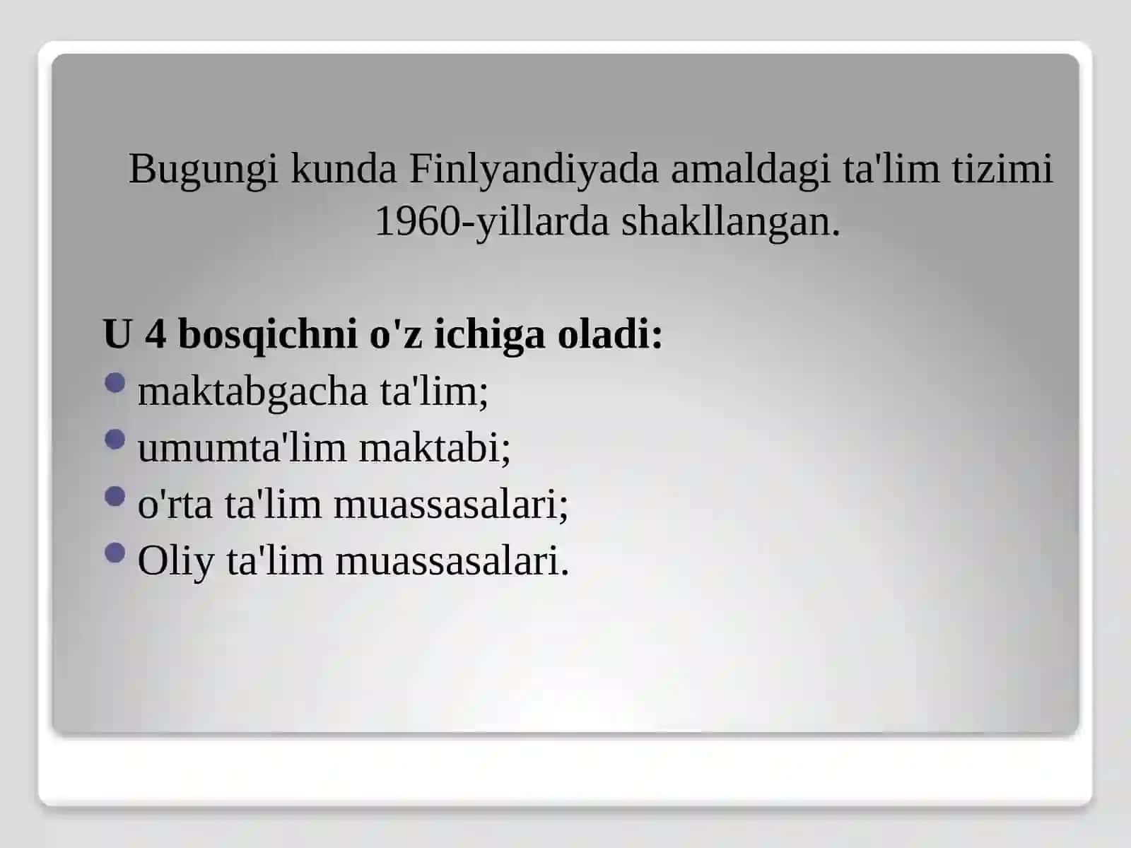 Finlyandiyada ta'lim tizimi 2