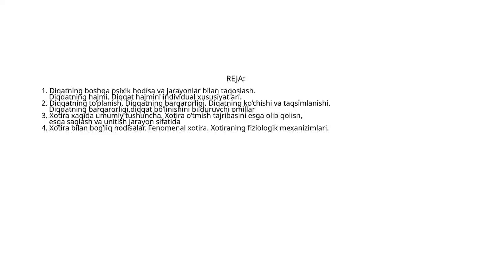 Diqqat va Xotira psixik jarayon sifatida 2