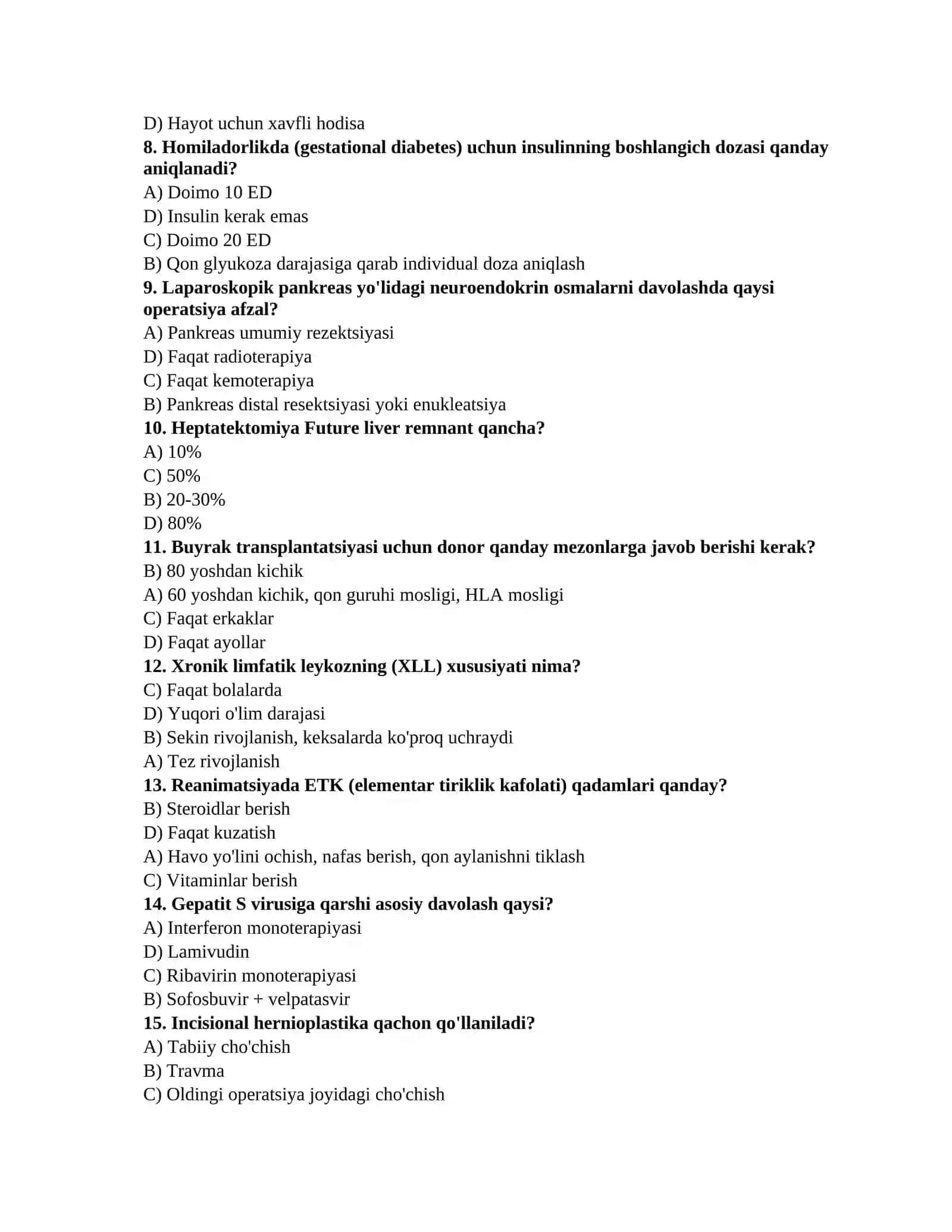 Tibbiyot attestatsiya savollari 2