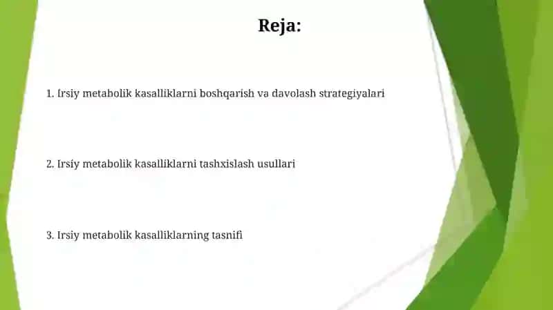 Irsiy metabolik kasalliklar 2