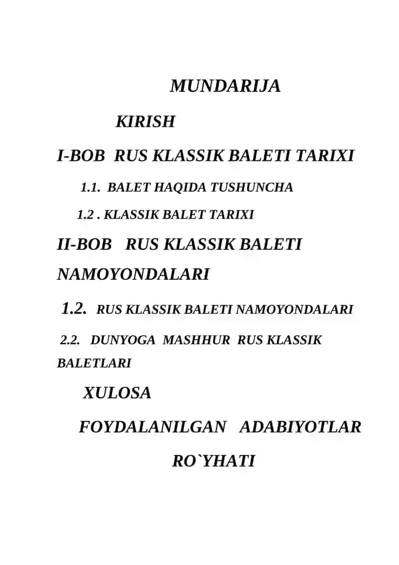 RUS KLASSIK BALETI KURS ISHI 2