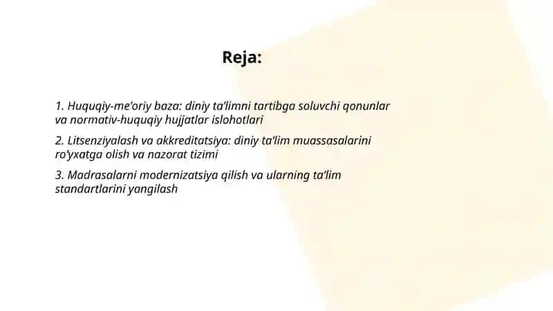 Oʻzbekistonda Diniy Taʼlim Tizimi 2