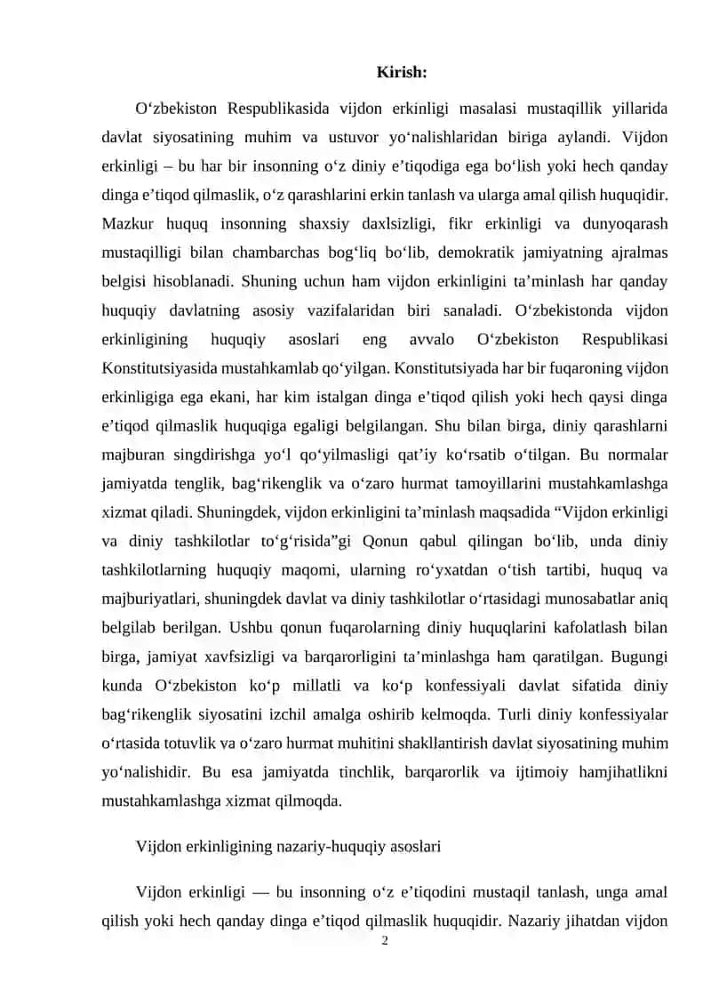 O'zbekistonda vijdon erkinligi 2