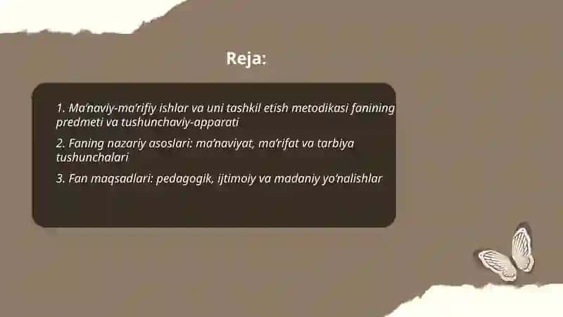 Ma’naviy-ma’rifiy ishlar va uni tashkil etish metodikasi 2