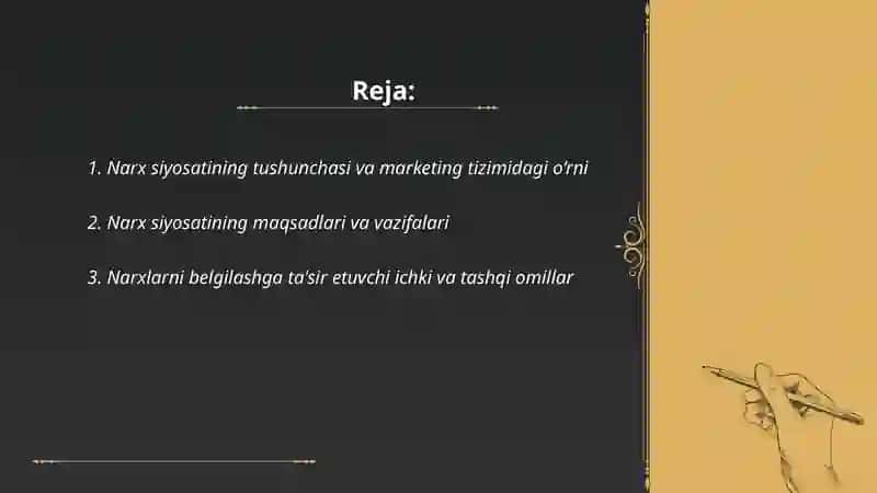 Marketing tizimida narx siyosati 2