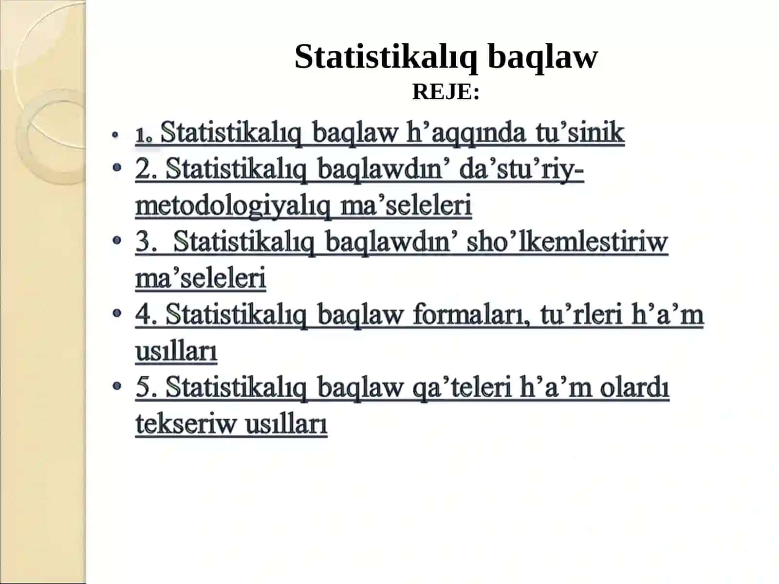 Statistikalıq baqlawmetodologiyası 2