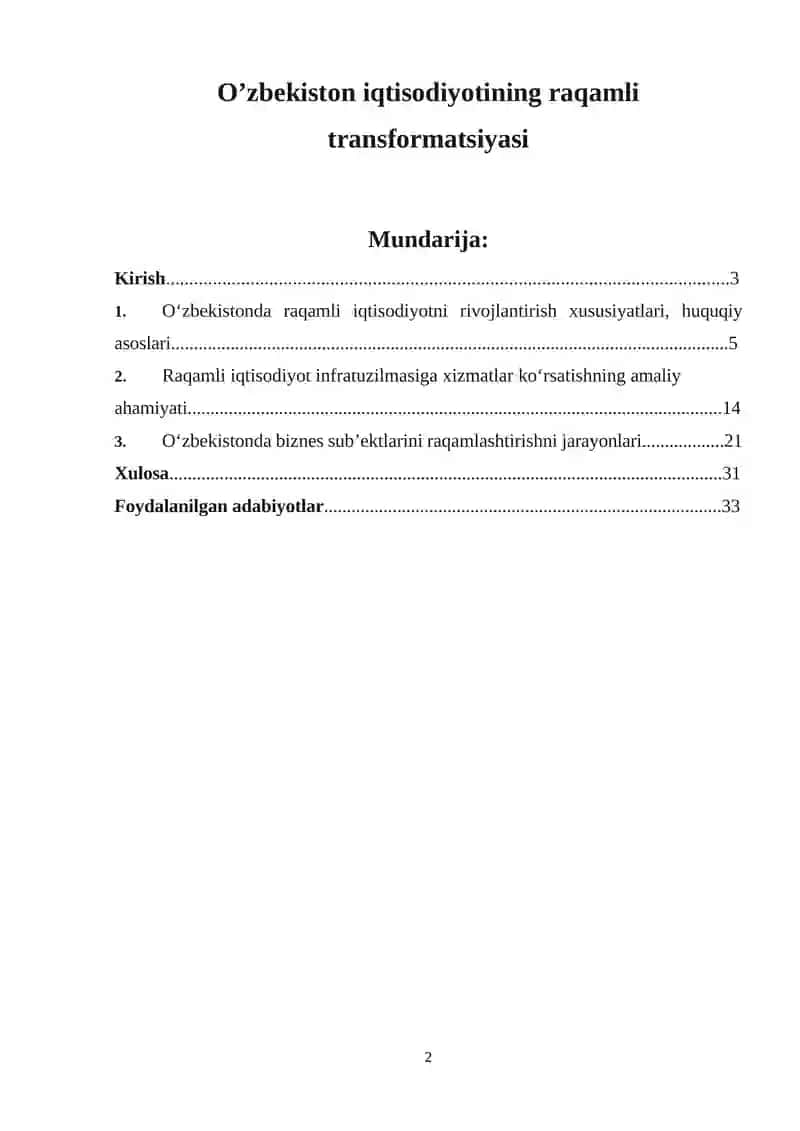 O‘zbekiston iqtisodiyotining raqamli transformatsiyasi 2